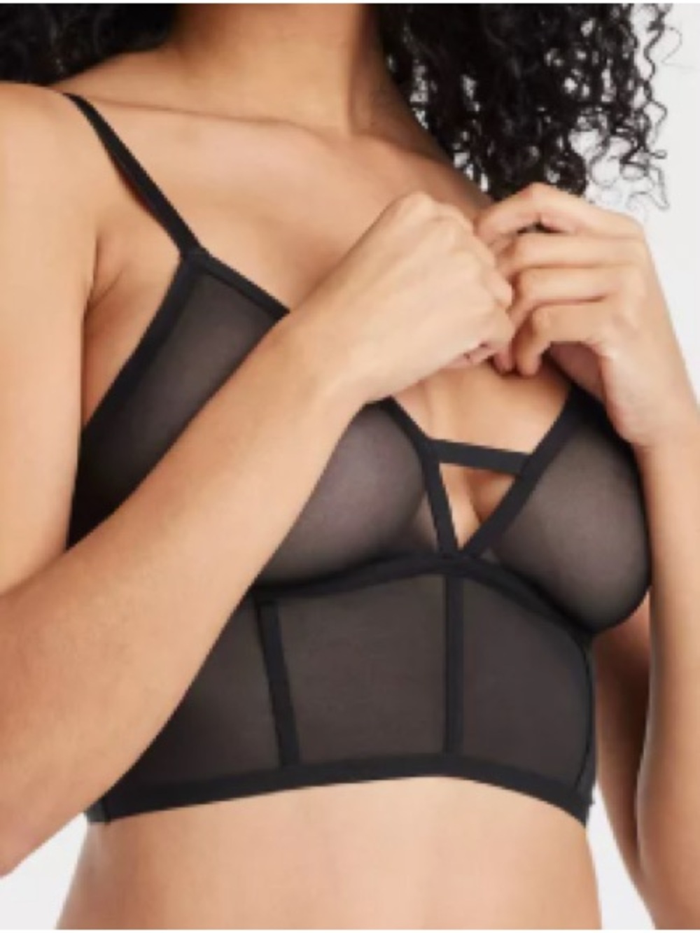 Auden Sheer Longline Bralette - Black